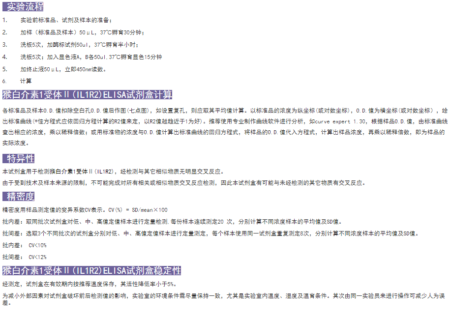 猴白介素1受體Ⅱ(IL1R2)elisa試劑盒穩(wěn)定性實(shí)驗(yàn)流程